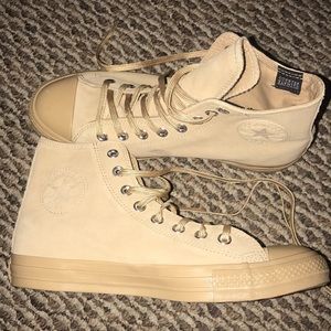 Tan suede high top converse